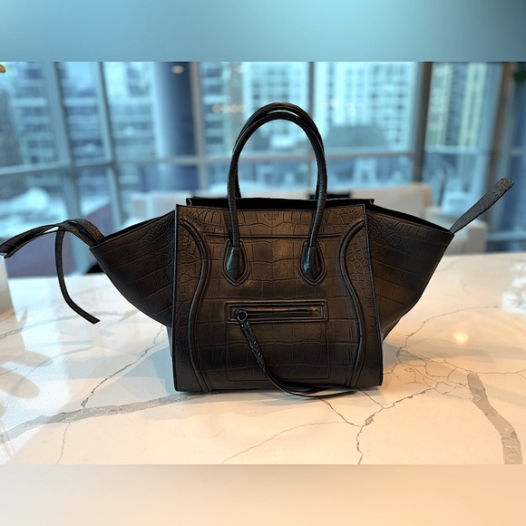 Celine Crocodile Embossed Phantom  / BLACK Medium Rare Edition 100% Authentic - Picture 9 of 15